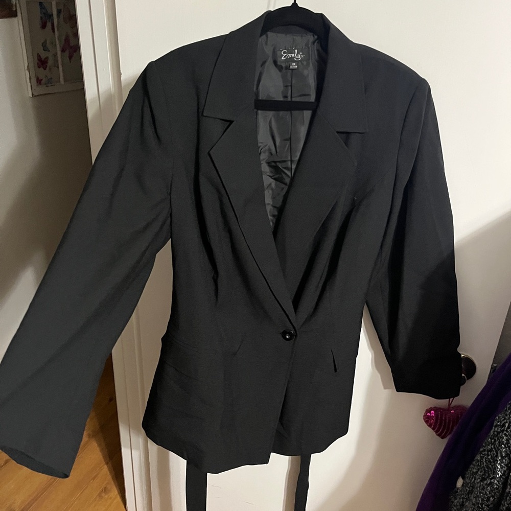 16w Sophisticated Black Blazer Jacket By Emily